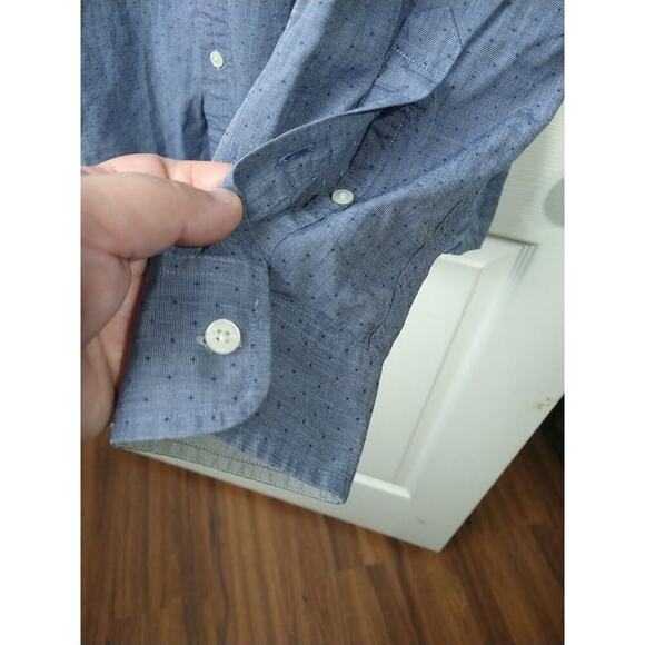 Michael Kors Men L Shirt Button Collared Long Sleeve Blue Collared Button Wrist - Picture 4 of 9